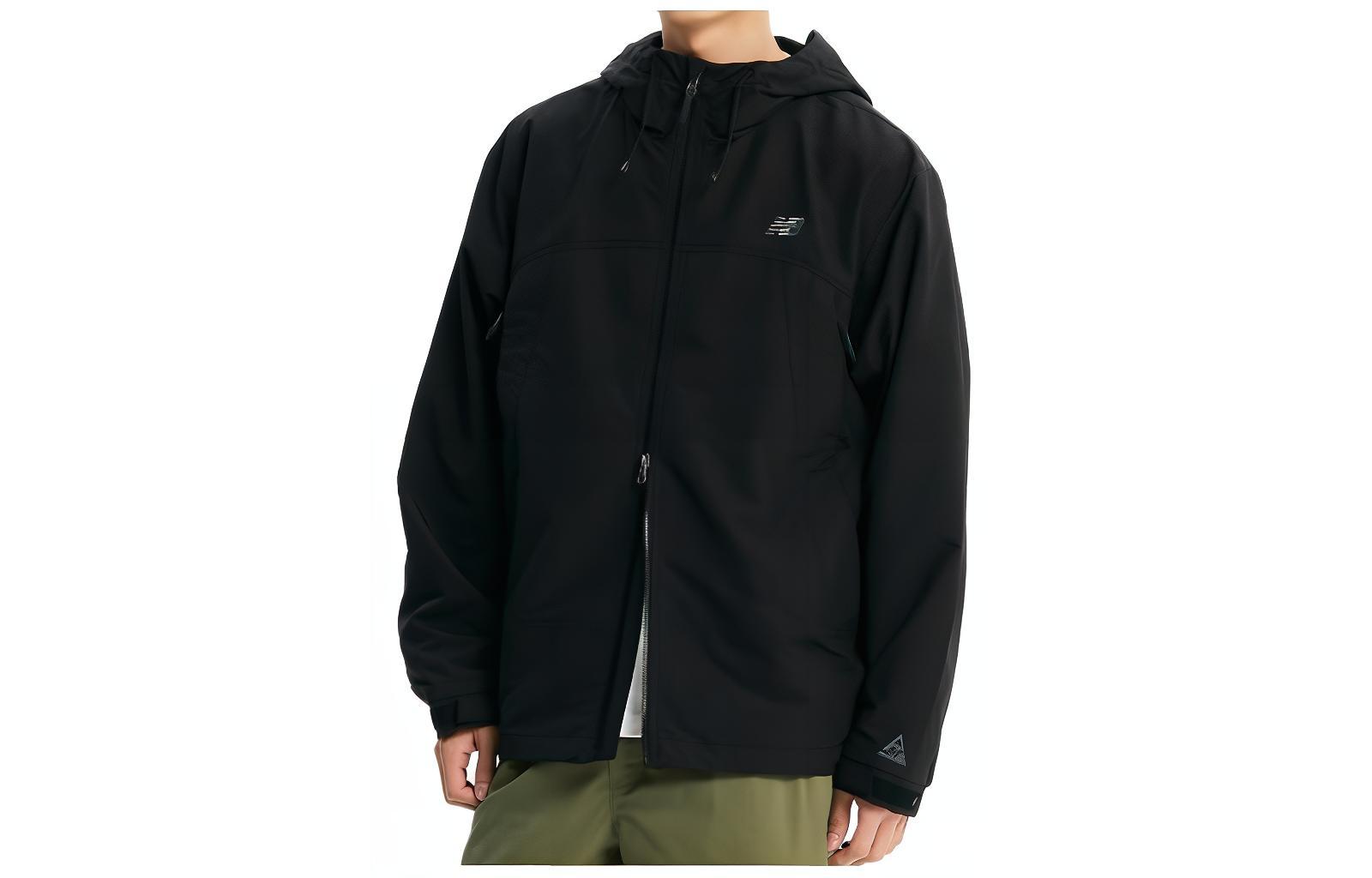 New Balance Black Full-Zip Hoodie Jacket with Solid Print Design NBNAE12343-19