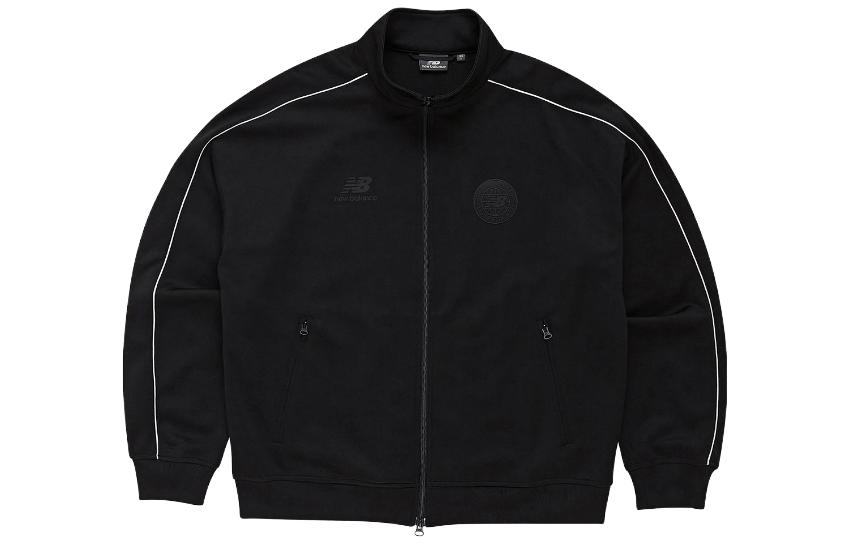 New Balance Black Full-Zip Jacket with Letter Print and Stand Collar NBMDD22303-19