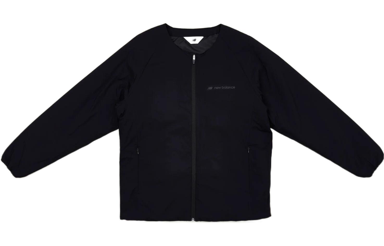 New Balance Black Full-Zip Jacket with Solid Logo Print AMJ25005-BK