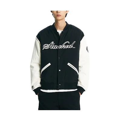 New Balance Black Green Letter Print Color-Block Long Sleeve Jacket NBNQD42903-19