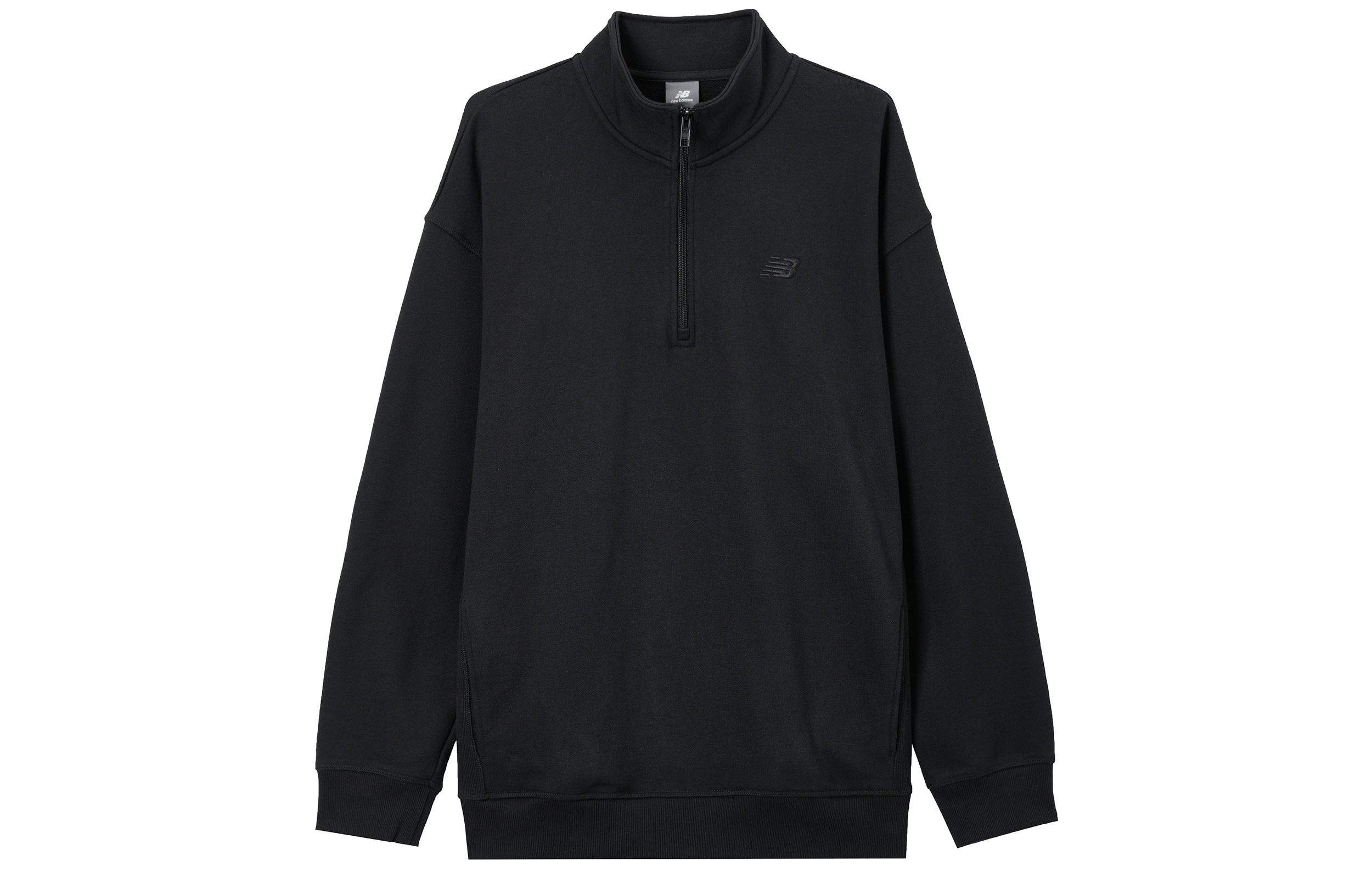 New Balance Black Half-Zip Pullover Sweatshirt with Small Logo MT43501-BK