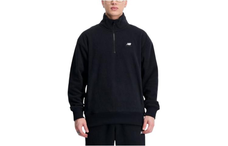 New Balance Black Half-Zip Pullover Sweatshirt with Letter Print Design MT33542-BK