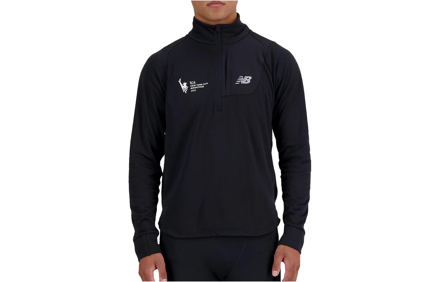 New Balance Black Half-Zip Sweatshirt with Logo Print MT33252M-BK