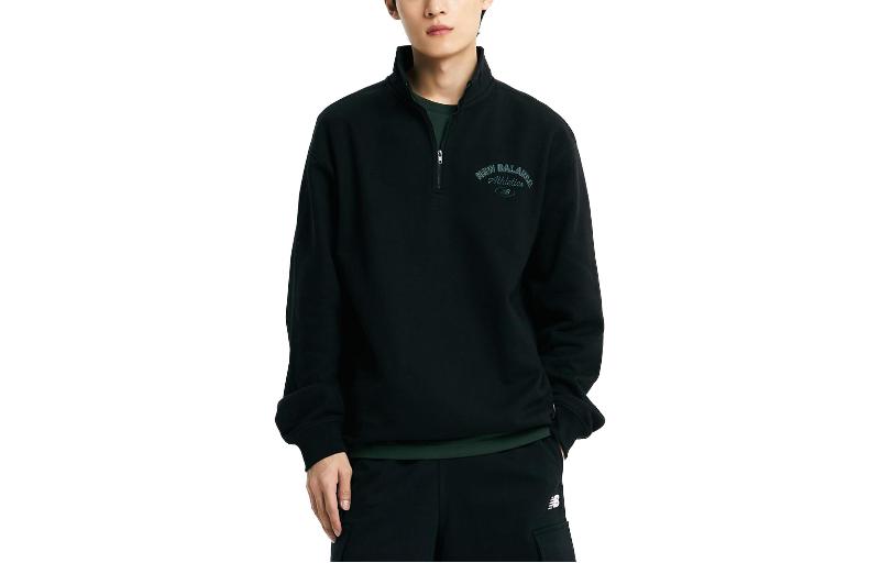 New Balance Black High-Neck Pullover Sweatshirt with Logo Print NBNCD41913-19