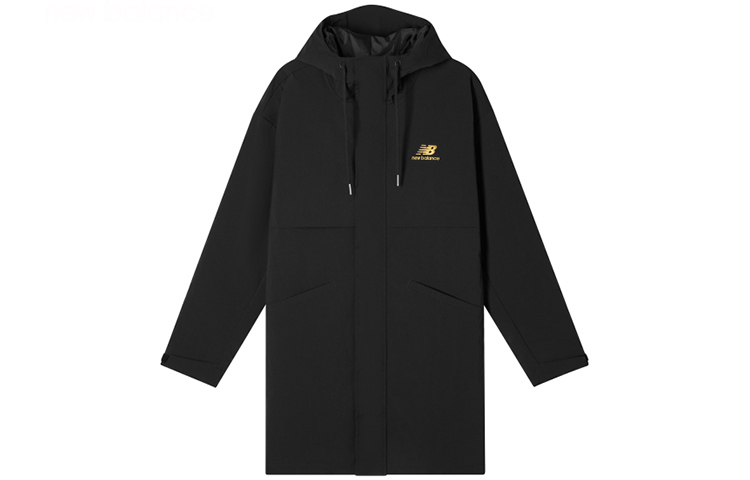 New Balance Black Hooded Long Sleeve Windbreaker with Letter Print AMJ11337-BK