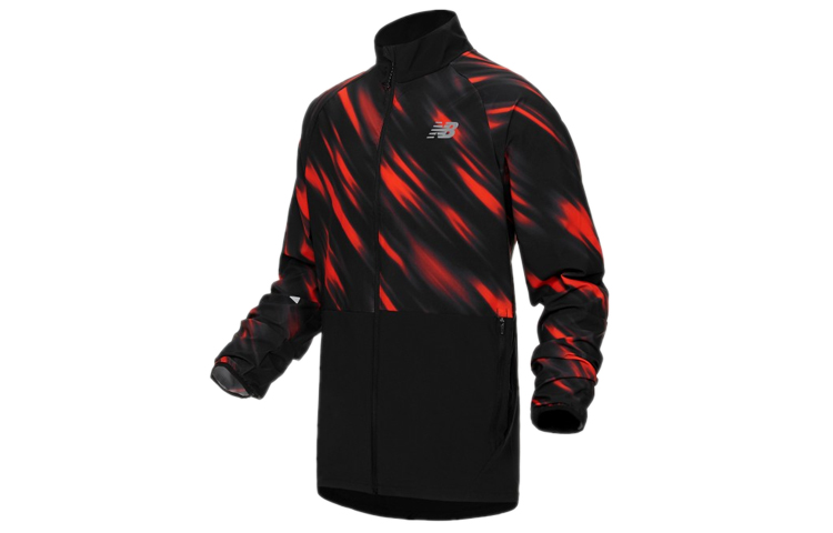 New Balance Black Hooded Stand Collar Windbreaker Jacket MJ03206-BK