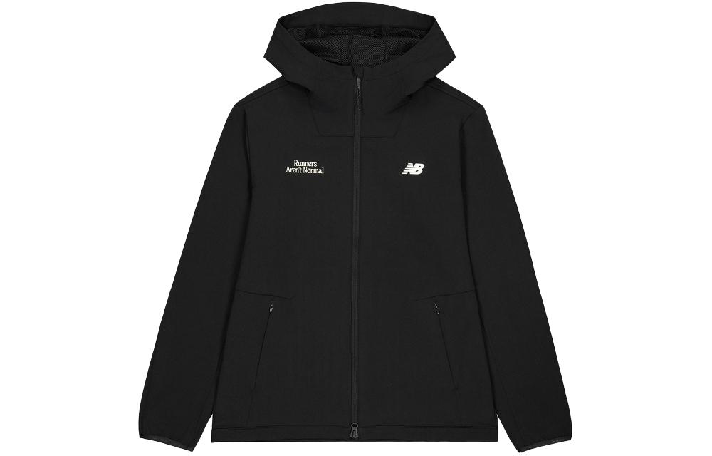 New Balance Black Hooded Woven Jacket with Letter Print NAE12081-BK