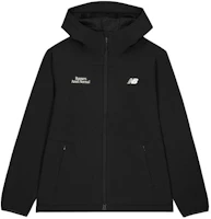 New Balance Black Hooded Woven Jacket with Letter Print NAE12081-BK New Balance Black Hooded Woven Jacket with Letter Print NAE12081-BK