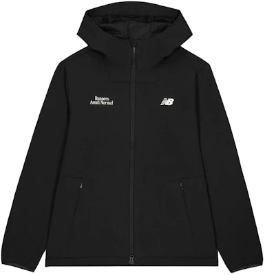 ニューバランス ブラック フード付き レタープリント ウーブン ジャケット NAE12081-BK Order ニューバランス ブラック フード付き レタープリント ウーブン ジャケット NAE12081-BK