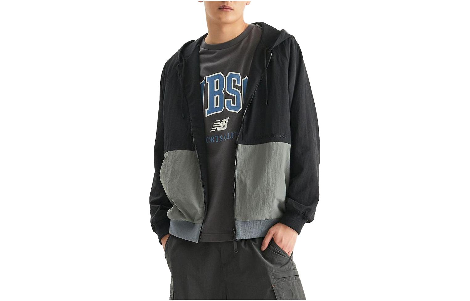 New Balance Black Hoodie Patchwork Long Sleeve Jacket NBMDD31043-19