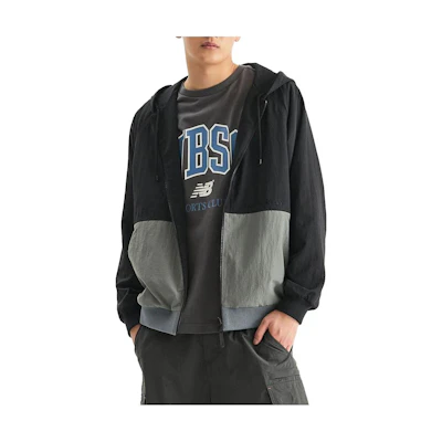 New Balance Black Hoodie Patchwork Long Sleeve Jacket NBMDD31043-19