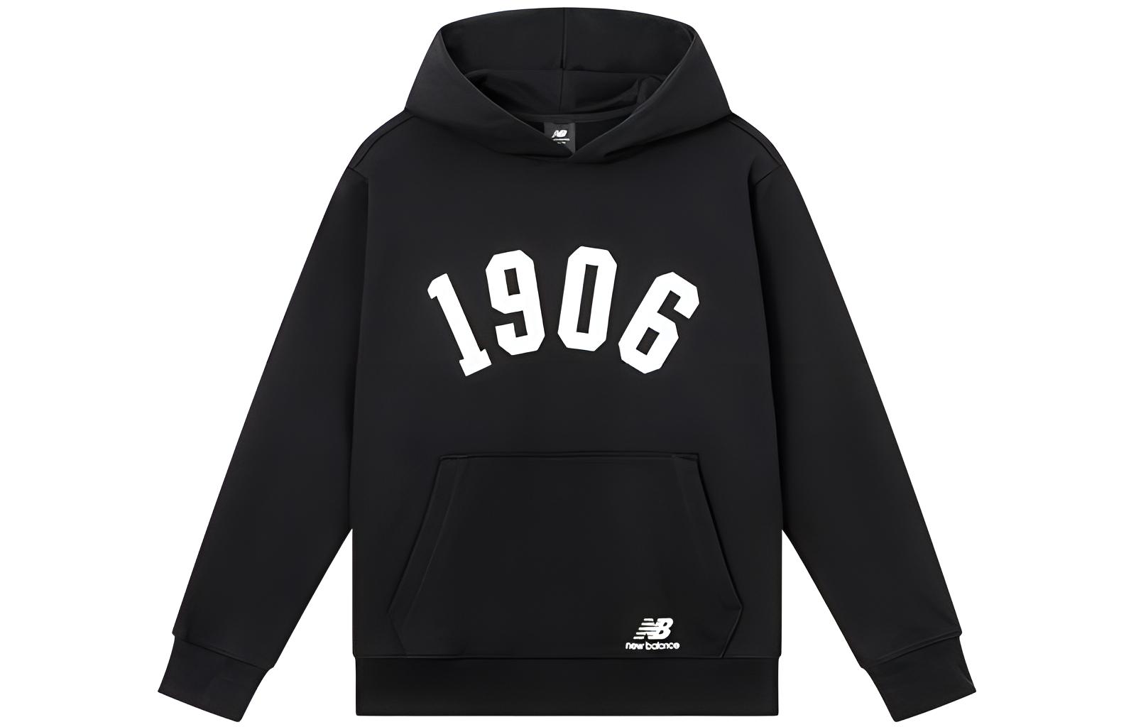 New Balance Black Hoodie with Digital Print and Kangaroo Pocket AMT23333-BK