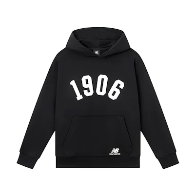 New Balance Black Hoodie with Digital Print and Kangaroo Pocket AMT23333-BK