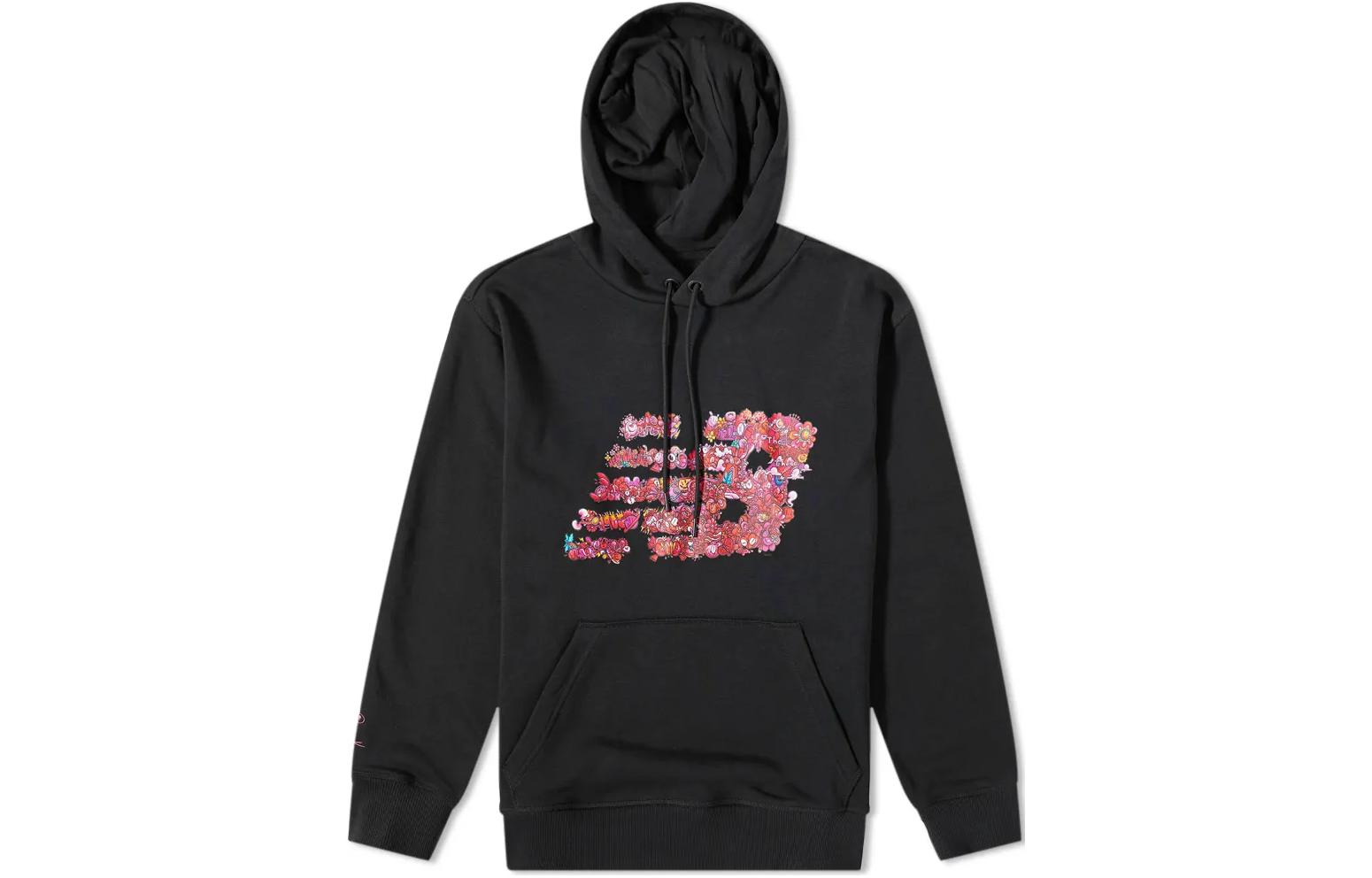 New Balance Black Hoodie with Floral Logo and American Print Design MT21555-BK
