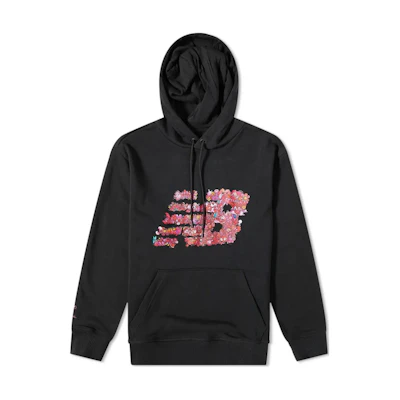 New Balance Black Hoodie with Floral Logo and American Print Design MT21555-BK