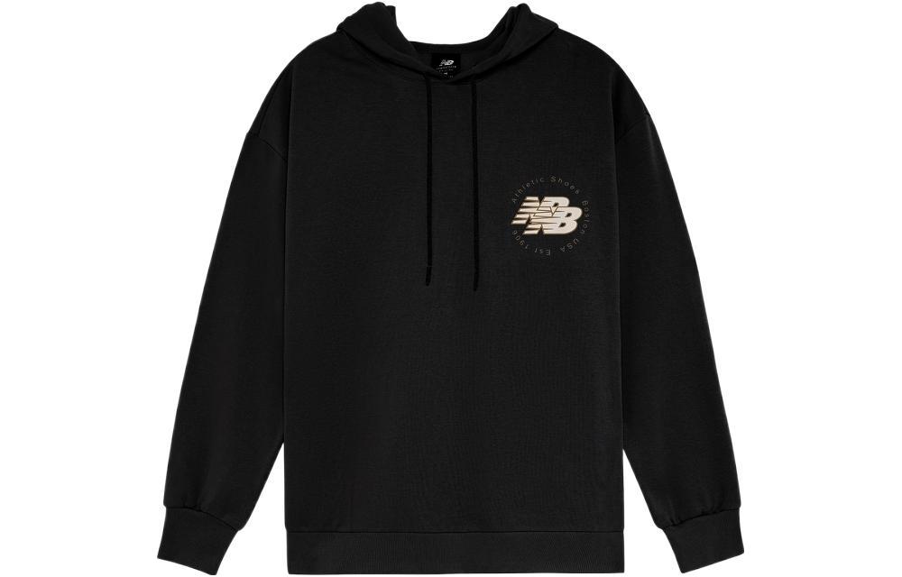 New Balance Black Hoodie with Logo Letter Print and Drawstring AMT23348-BK