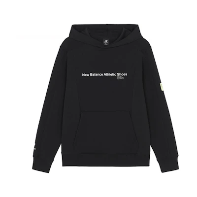 New Balance Black Hoodie with Logo Print - Minimalist Design AMT21362-BK
