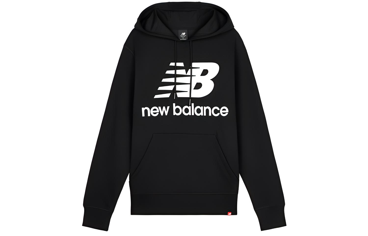 New Balance Black Hoodie with Logo Print and Colorblock Design AMT03558-BK