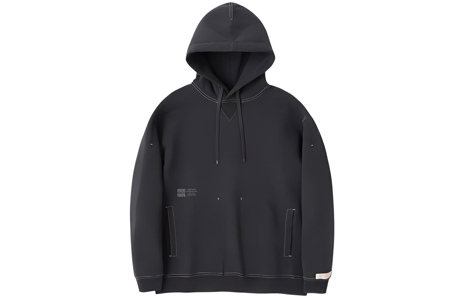 New Balance Black Hoodie with Solid Logo Print AMT25021-PHM