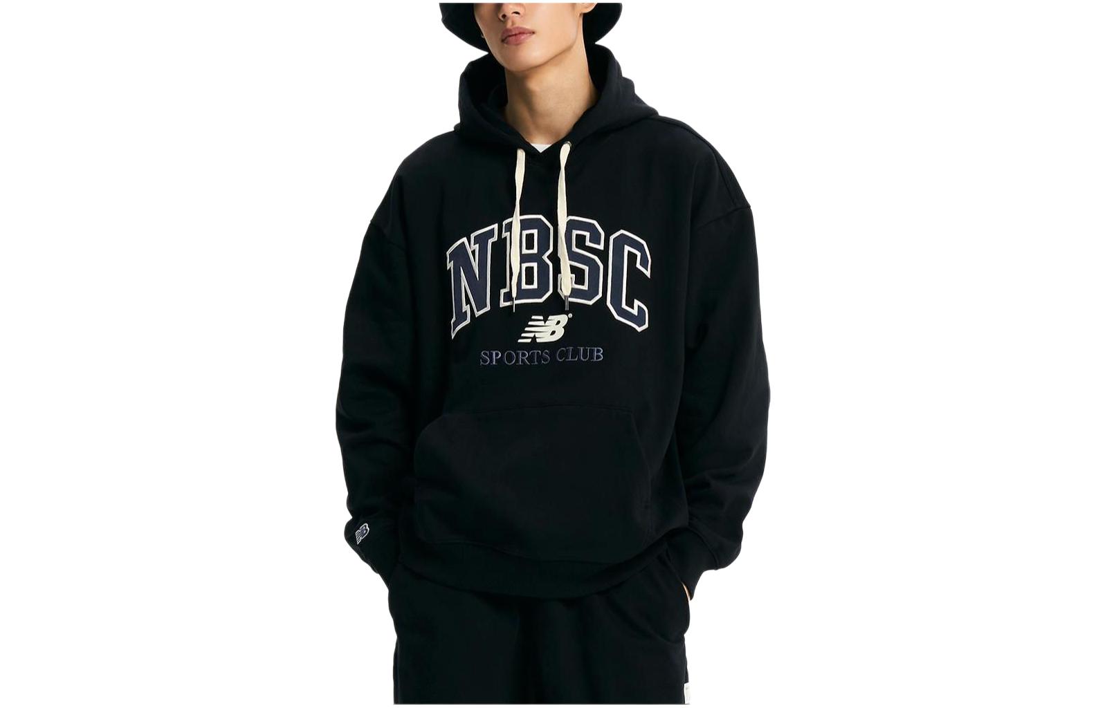 New Balance Black Letter Print Loose Fit Hoodie Long Sleeve NBN0E11813-19