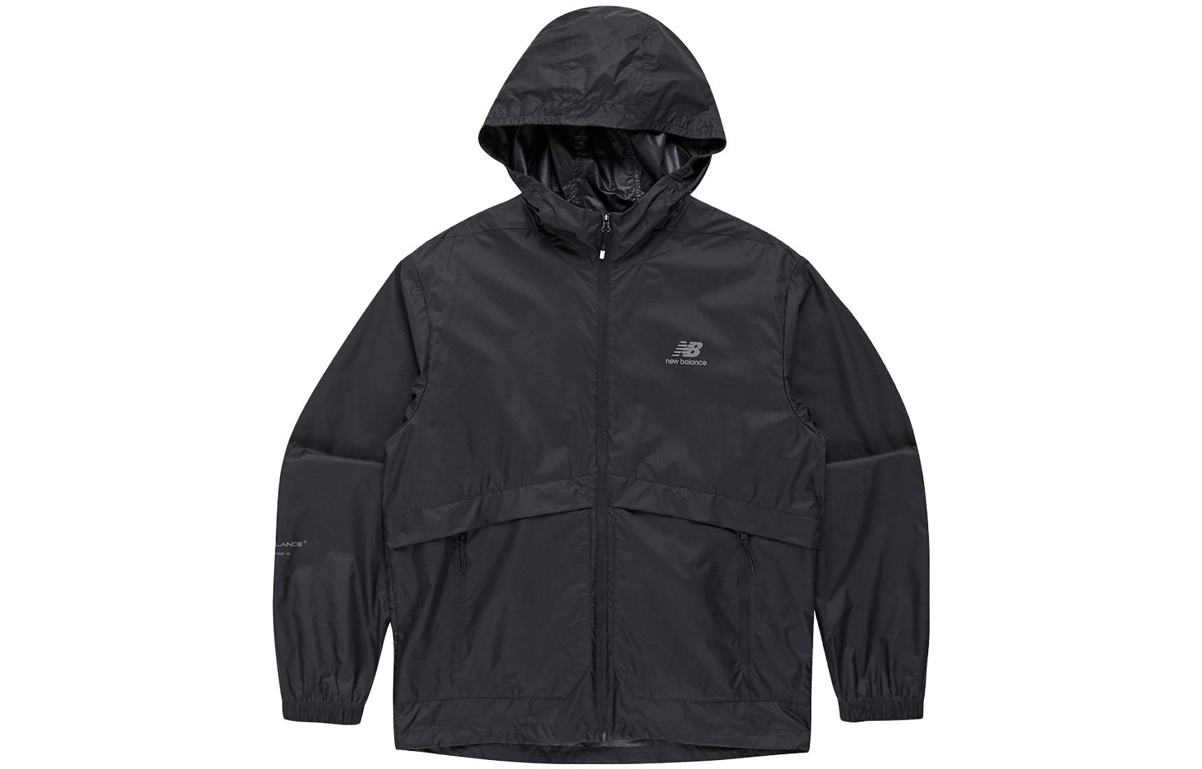 New Balance Black Letter Print Relaxed Fit Zip Hoodie Jacket NBNMD21043-19