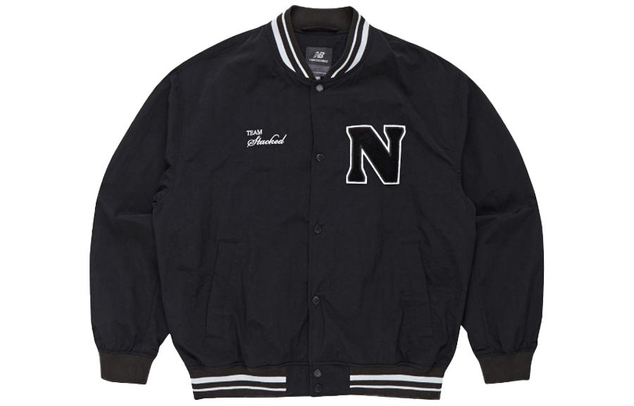 New Balance Black Letter Printed Baseball Collar Jacket NBNAD13313-19