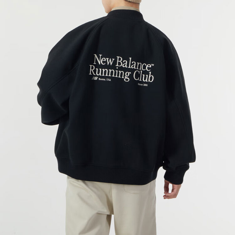 Purchase New Balance 黑色字母按扣翻领舒适夹克 NME11051-BK