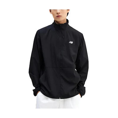 New Balance Black Logo Full-Zip Jacket with Stand Collar NBMDE2P041-19