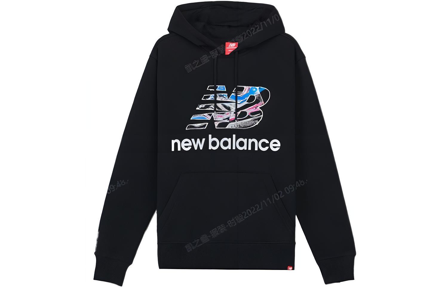 New Balance Black Logo Graphic Pullover Hoodie AMT93669-BK