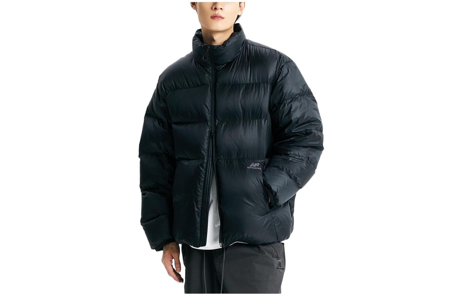 New Balance Black Logo Print High-Neck Zip-Up Loose-Fit Jacket NBNPD4A013-19
