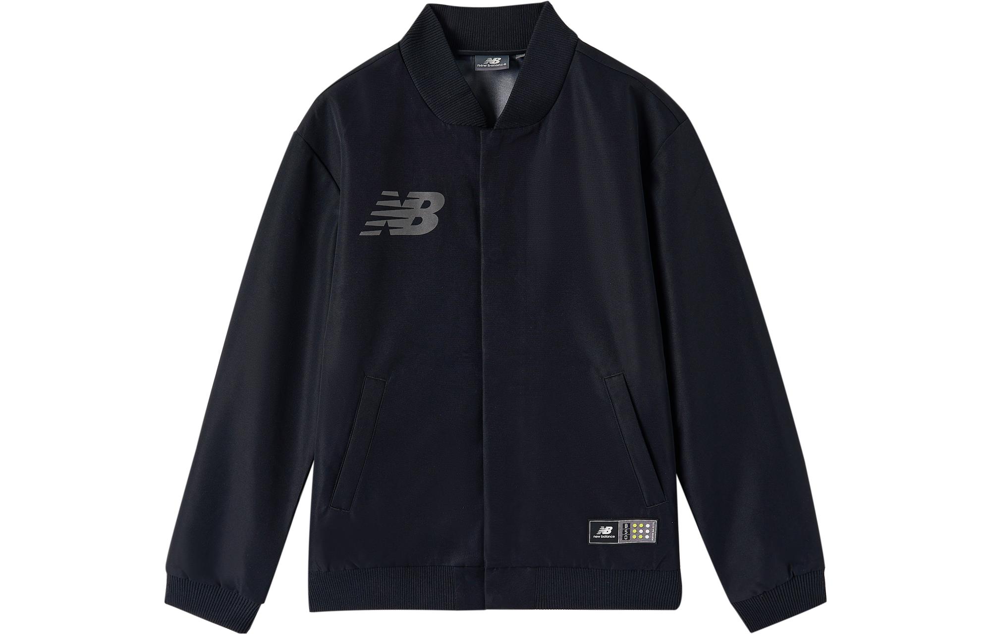 New Balance Black Logo Print Long-Sleeve Jacket Without Hood NAA1R041-BK