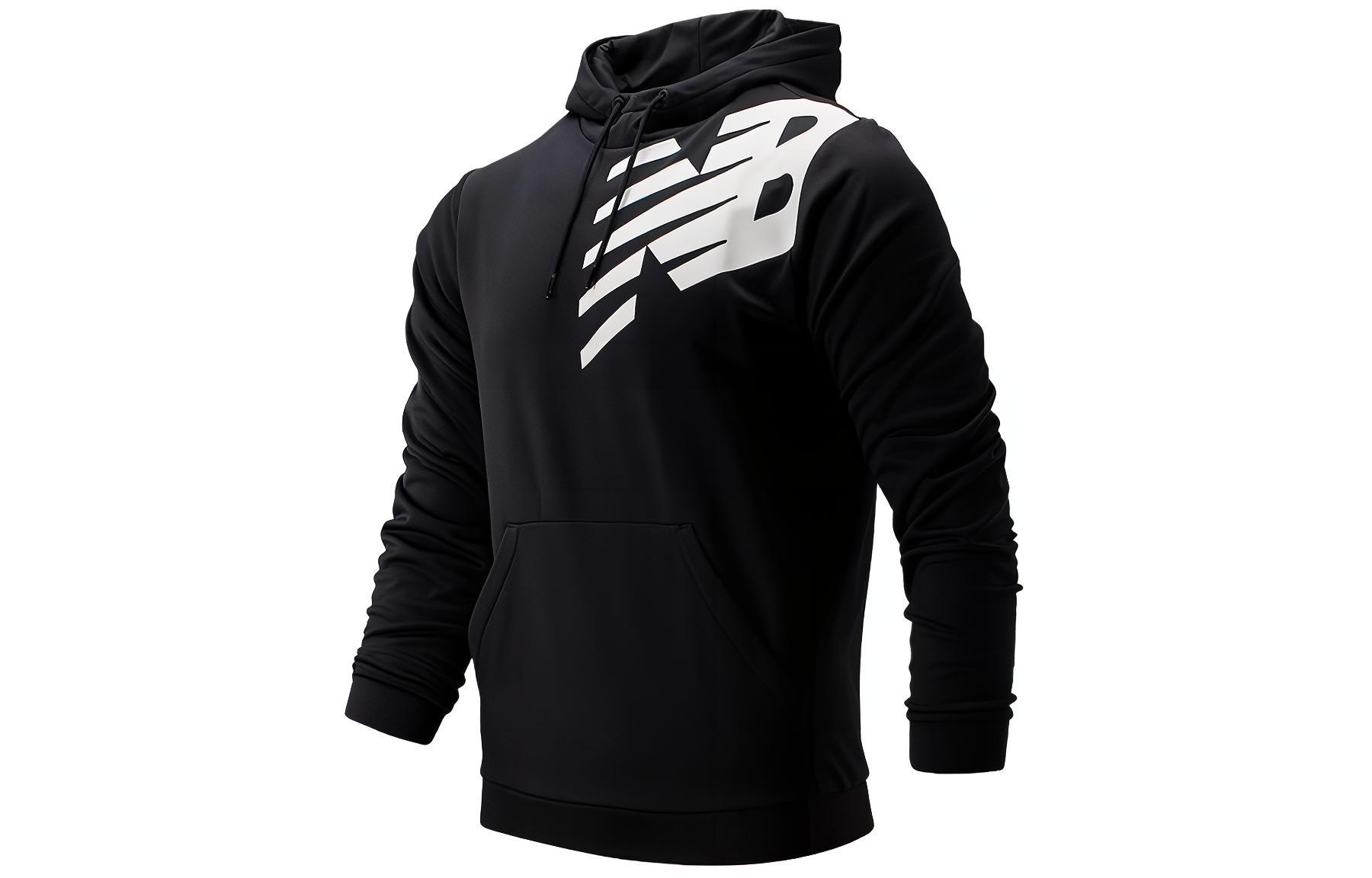 New Balance Black Logo Print Pullover Hoodie Casualwear AMT93021-BK