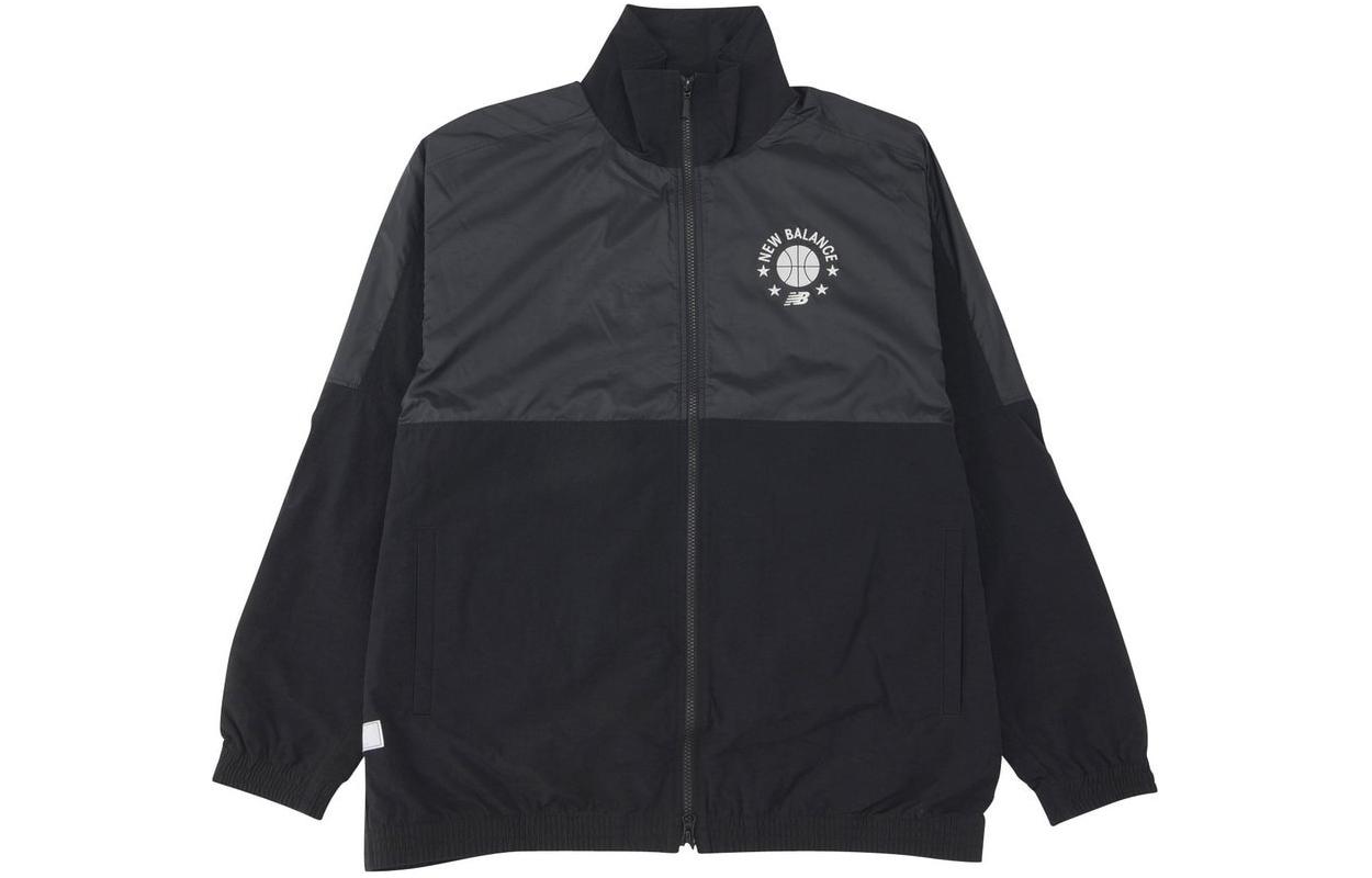 New Balance Black Logo Print Zip-Up High Collar Jacket AMJ35185-BK