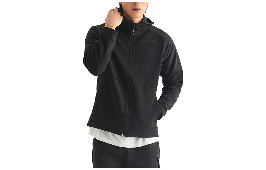 New Balance Black Logo Printed Solid Zip-Up Hoodie Jacket NBMDD31033-19