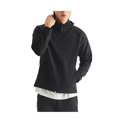 New Balance Black Logo Printed Solid Zip-Up Hoodie Jacket NBMDD31033-19