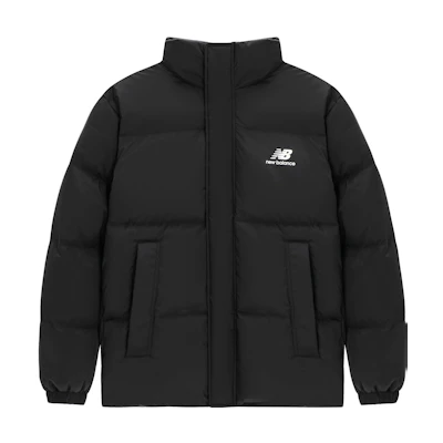 New Balance Black Logo Printed Windproof Puffer Jacket Unisex Winter Wear. AMJ24359-BK