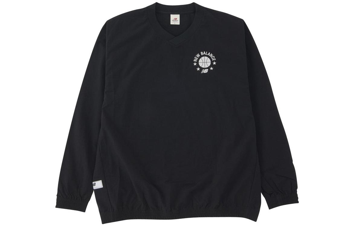 New Balance Black Logo V-Neck Long Sleeve Sweatshirt AMT35184-BK