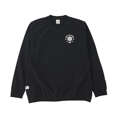 New Balance Black Logo V-Neck Long Sleeve Sweatshirt AMT35184-BK