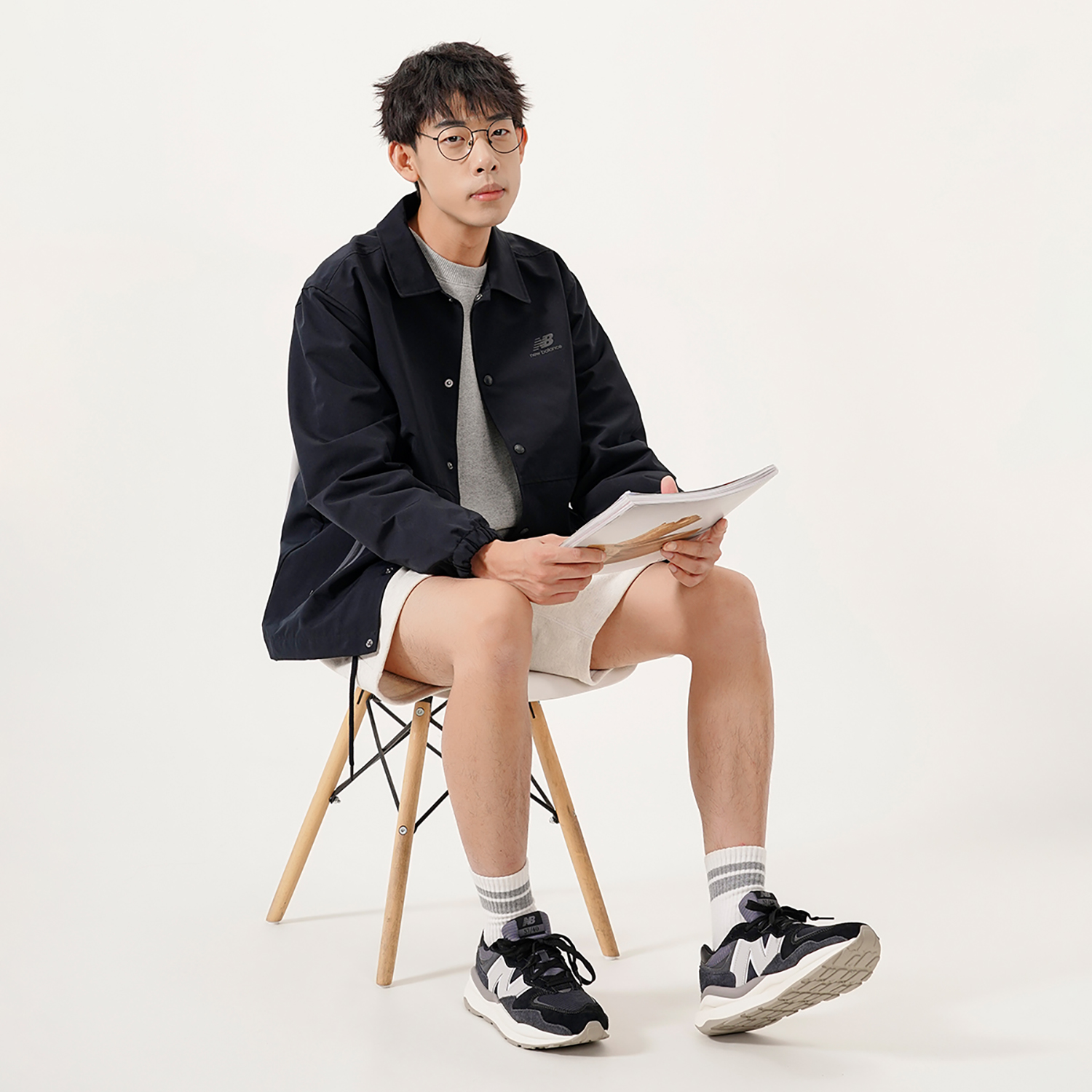 Purchase New Balance Black Logo Woven Collared Shirt Jacket Unisex Autumn Edition 5AC39503-BK