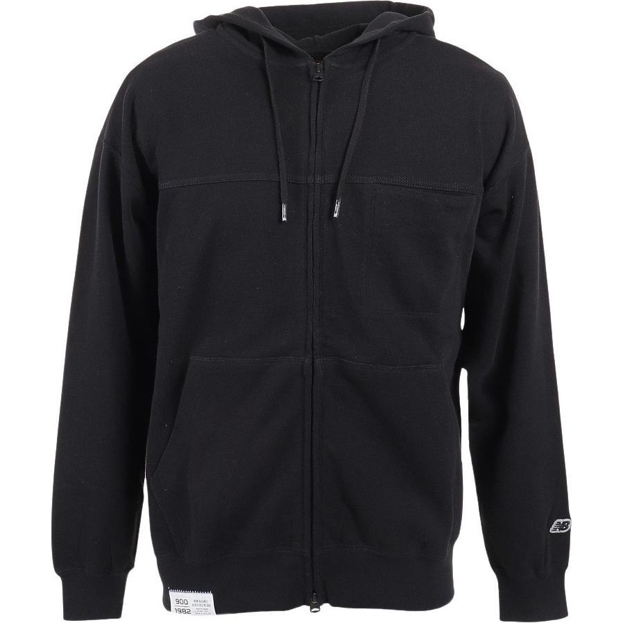 New Balance Black Logo Zip-Up Hoodie Jacket with Drawstring AMJ25065-BK