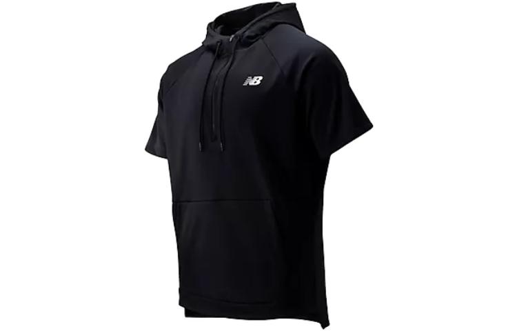 New Balance Black Monochrome Logo Hoodie Short Sleeve MT93714-BK