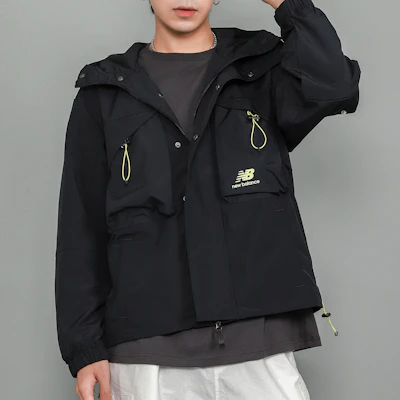 新百伦黑色多口袋透气休闲运动夹克 AMJ13376-BK Details for 新百伦黑色多口袋透气休闲运动夹克 AMJ13376-BK