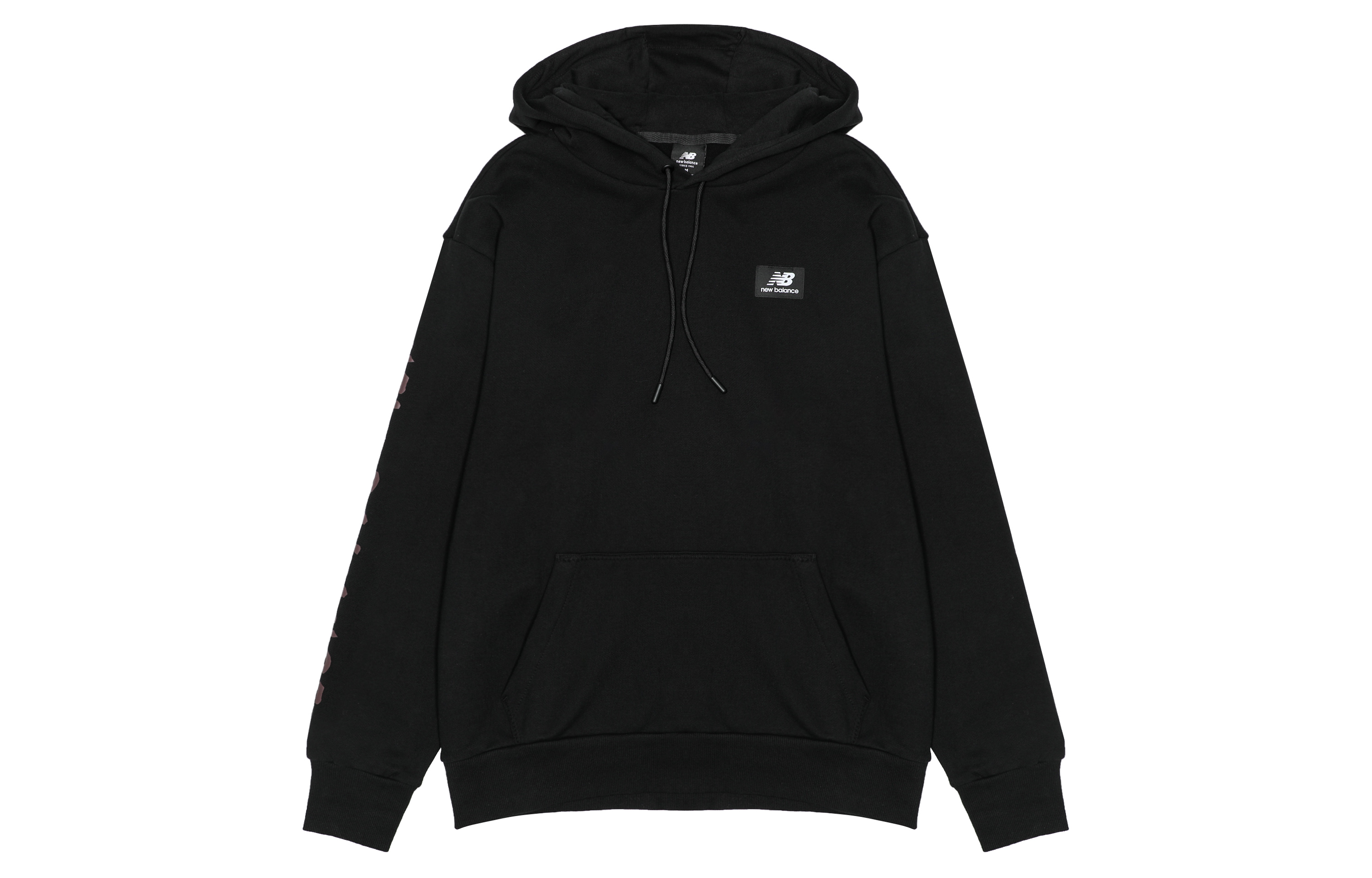 New Balance Black Oversized Embroidered Logo Hoodie Sweatshirt Retro Style MT23506-BK