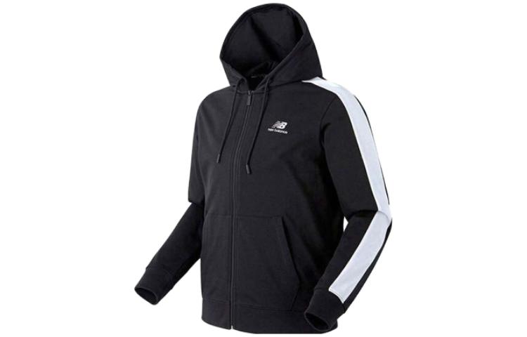 New Balance Black Oversized Hoodie Jacket with Logo Print NBMDA24013-19