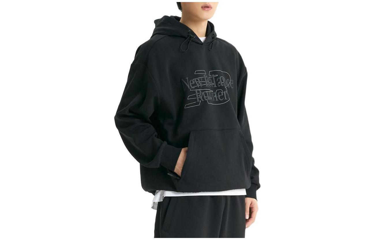 New Balance Black Oversized Hoodie with Logo Print Long Sleeves NBN0E12333-19