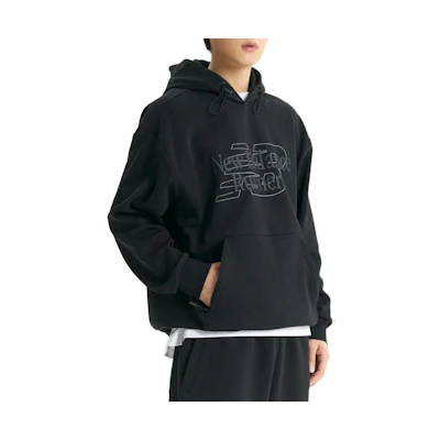 New Balance Black Oversized Hoodie with Logo Print Long Sleeves NBN0E12333-19
