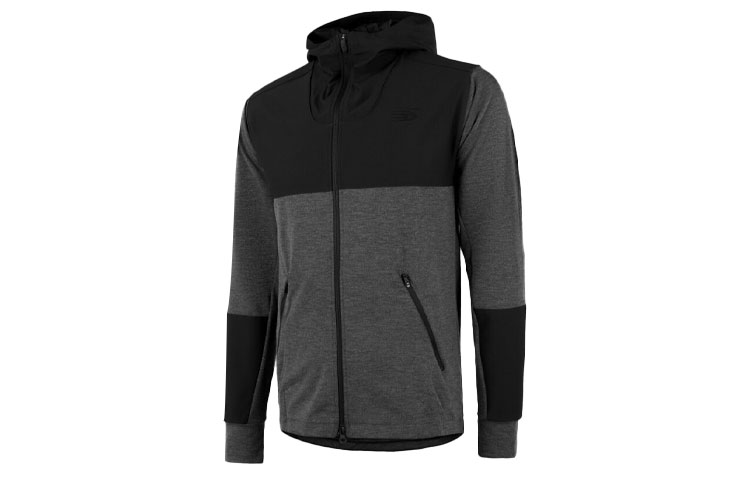 New Balance Black Patchwork Hooded Sports Jacket MJ01140-BK
