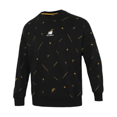 New Balance Black Pullover Hoodie with All-Over Letter Print AMT13387-BK