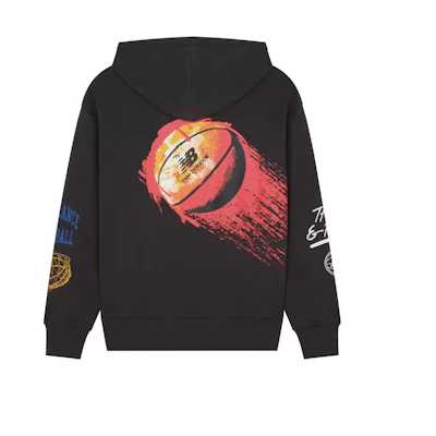 New Balance Black Pullover Hoodie with Basketball Graphic Print MT21592-PHM