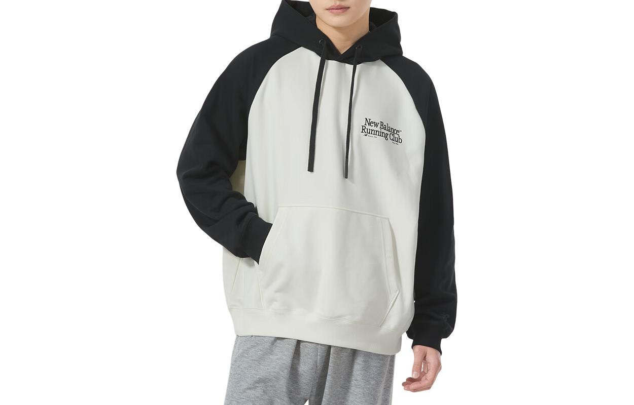 New Balance Black Pullover Hoodie with Colorblock Letter Print NCE11071-BK